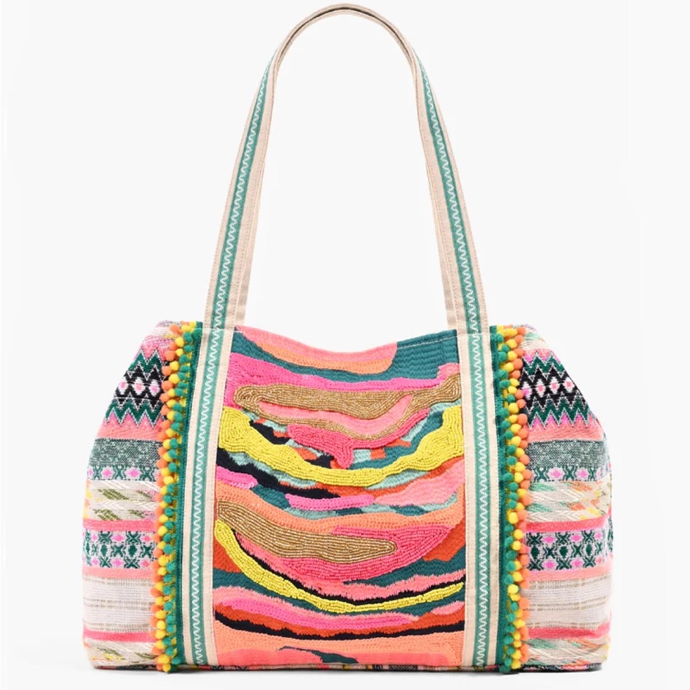 DAPHNE EMBELLISHED MULTI-COLORED HAND BEADED TOTE by America and Beyond